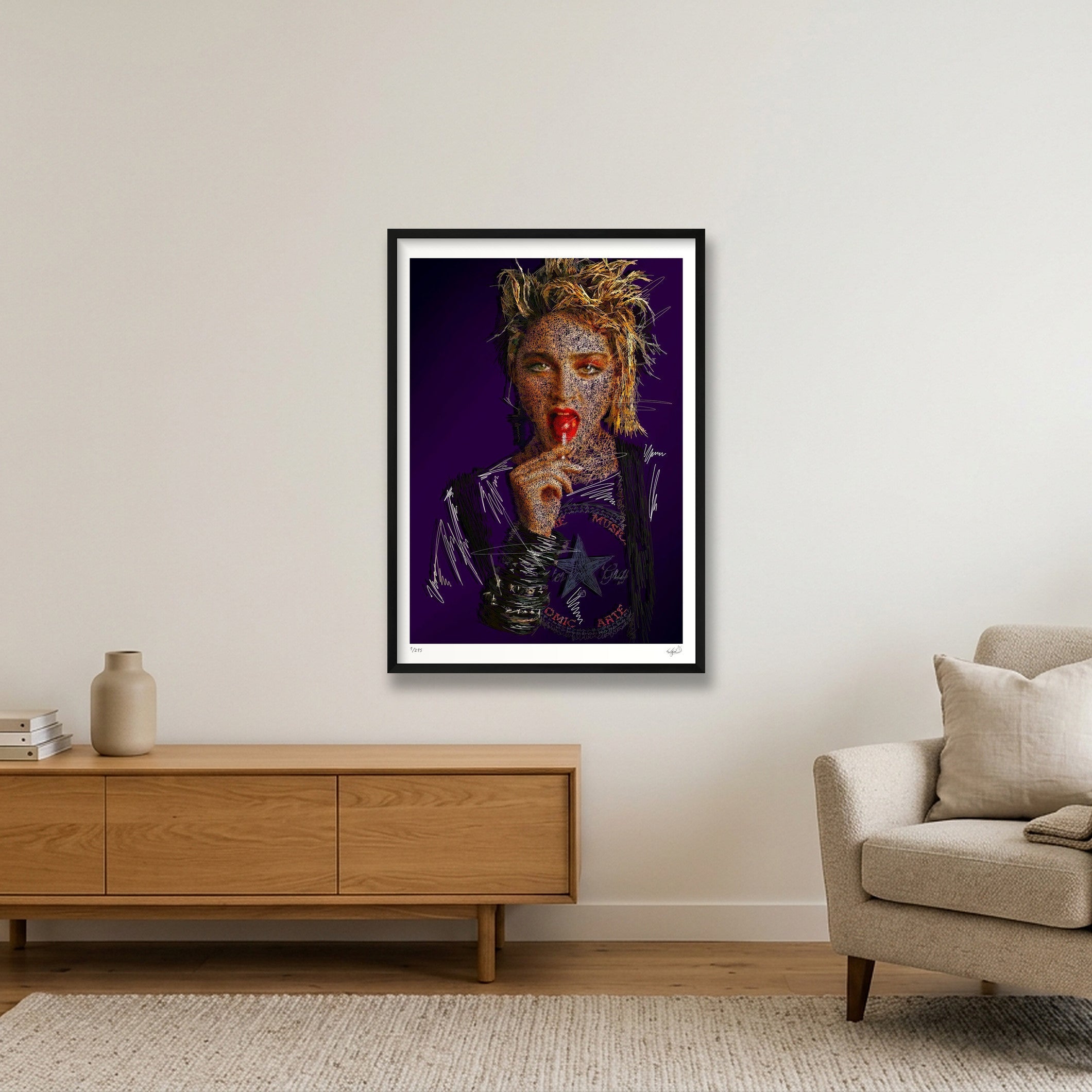Madonna - Purple — 59×84cm, 23×33" Black Frame