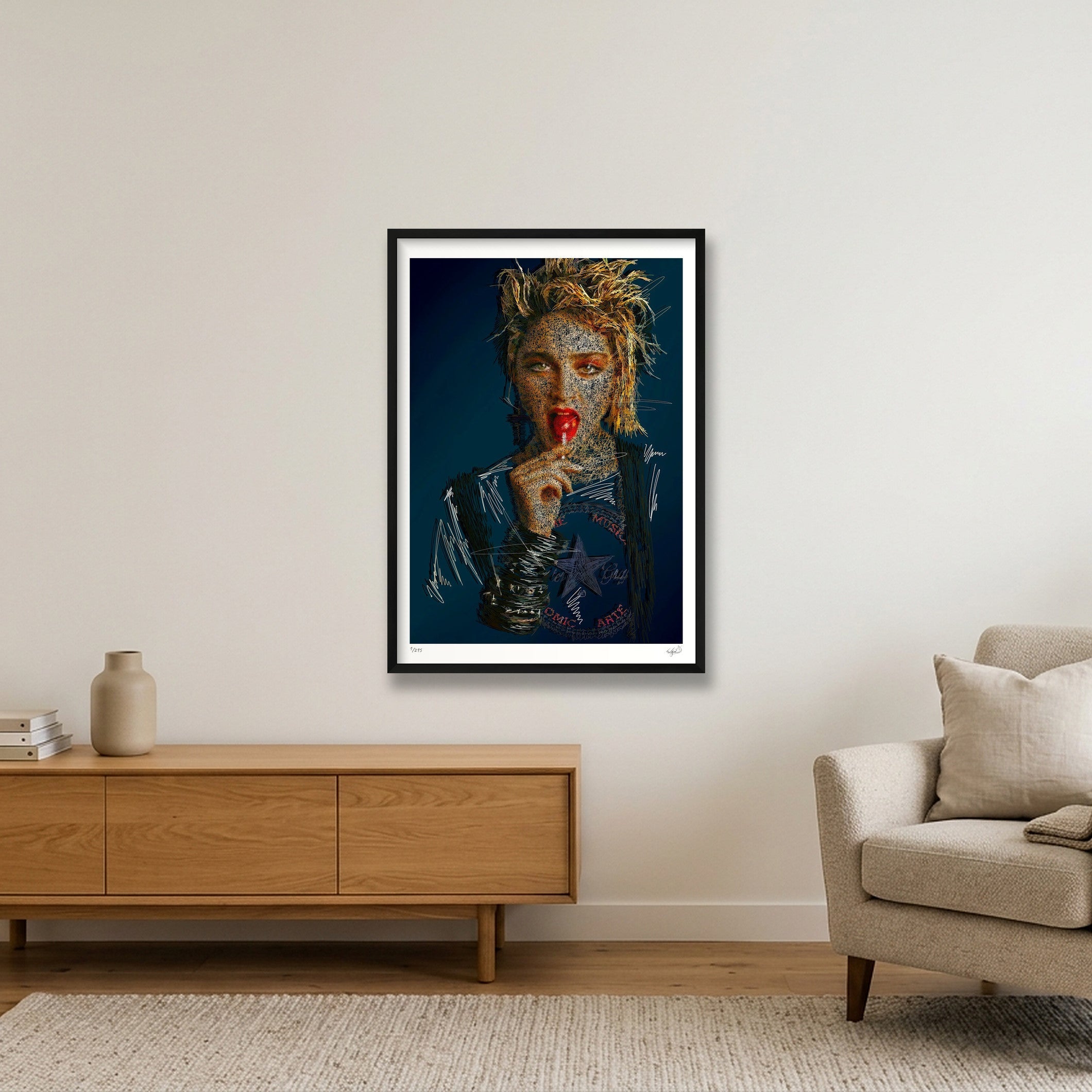 Madonna - Teal — 59×84cm, 23×33" Black Frame