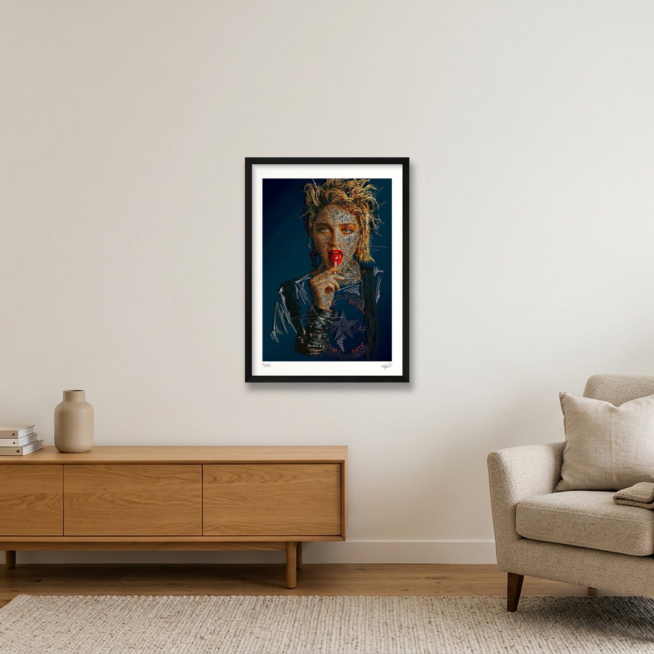Madonna - Teal — 42×59cm, 17×23" Black Frame