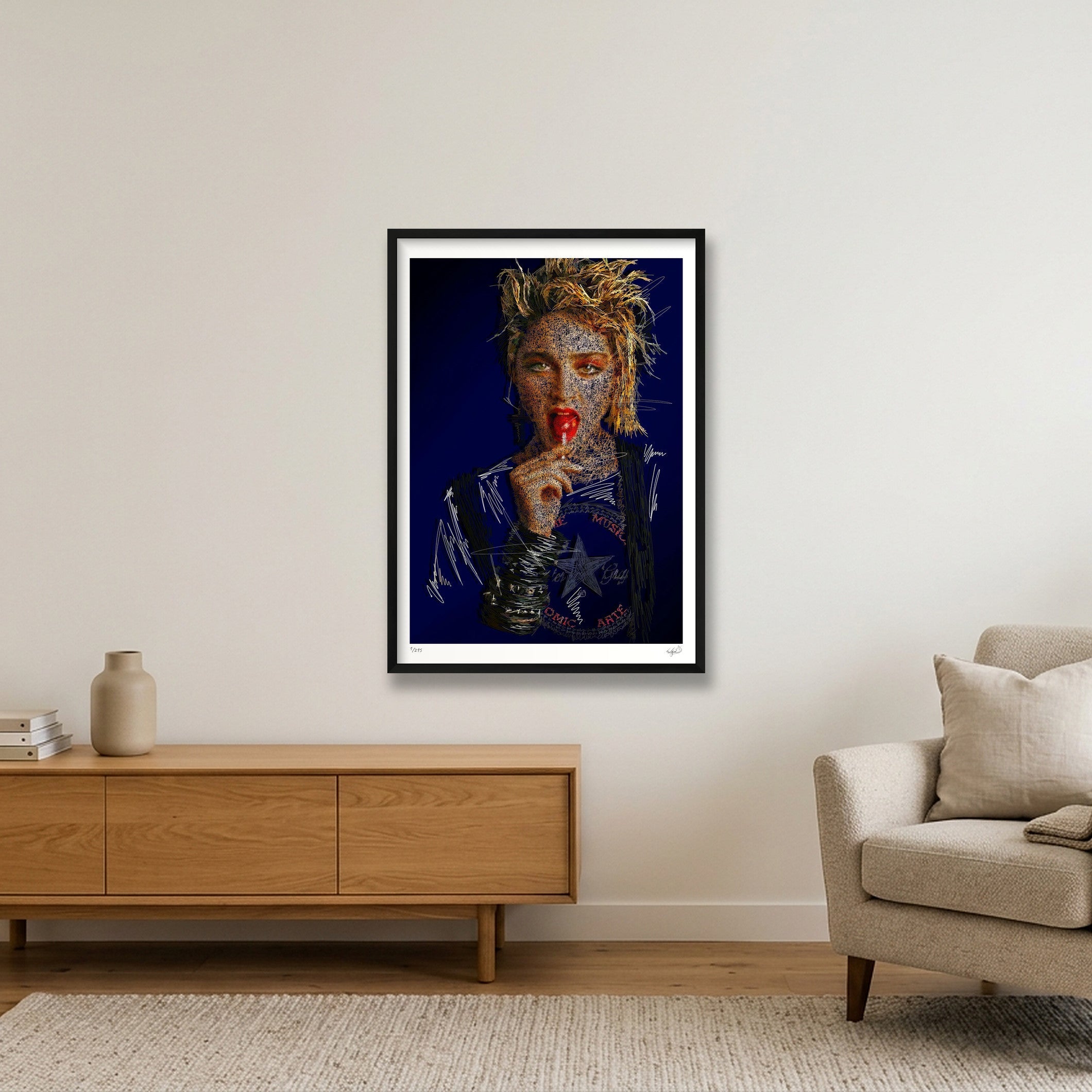 Madonna - Blue — 59×84cm, 23×33" Black Frame