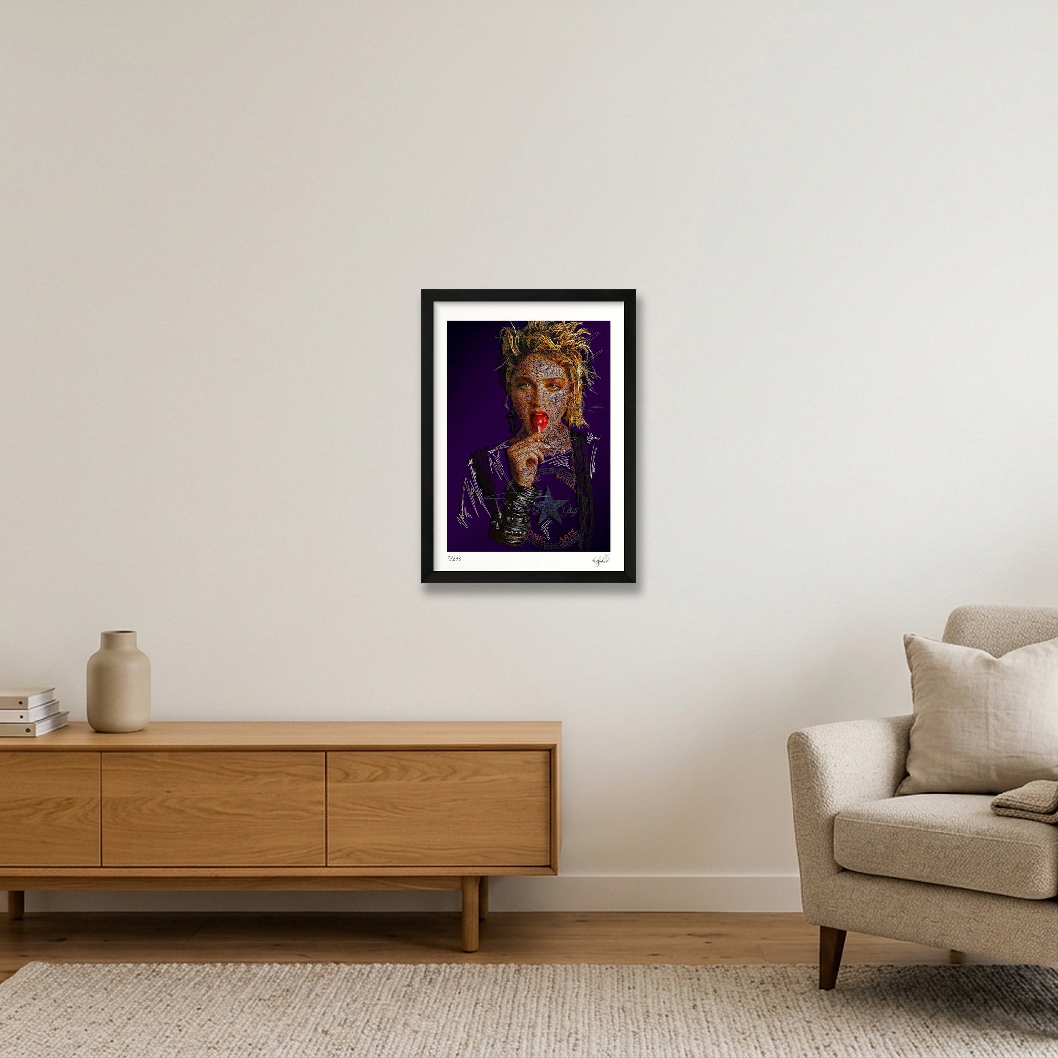 Madonna - Purple — A3 (30×42cm, 12×17") Black Frame
