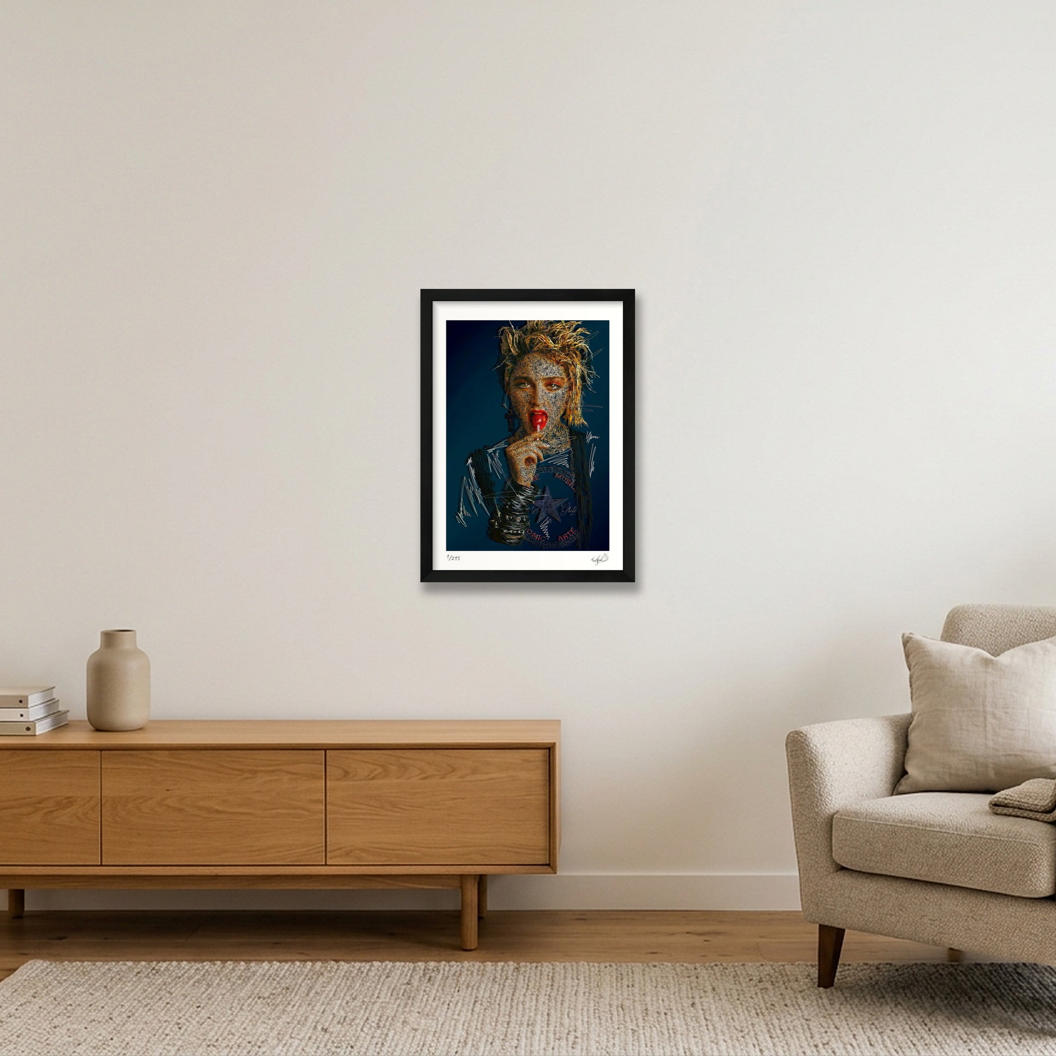Madonna - Teal — A3 (30×42cm, 12×17") Black Frame